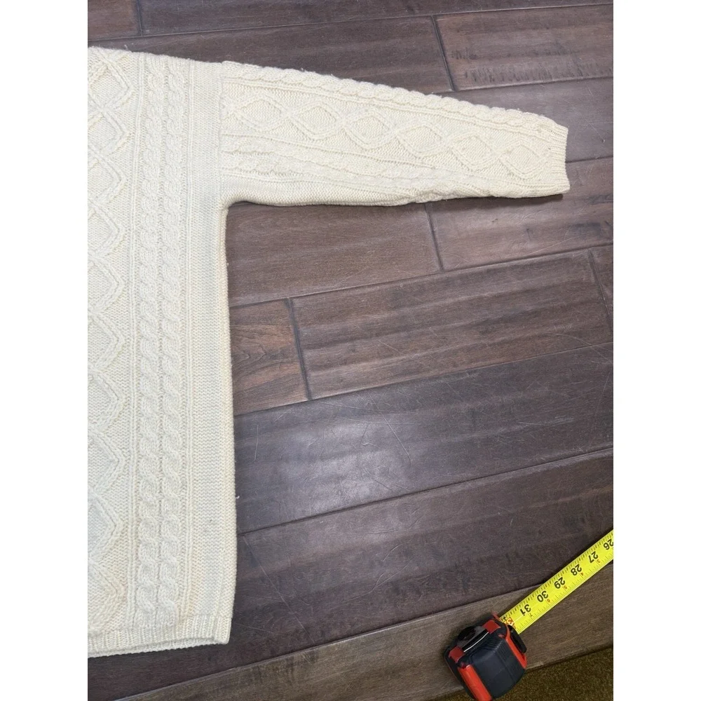 Vintage 80's Charter Club Sweater Wool Cable‎ Knit Fisherman | Cream | Medium